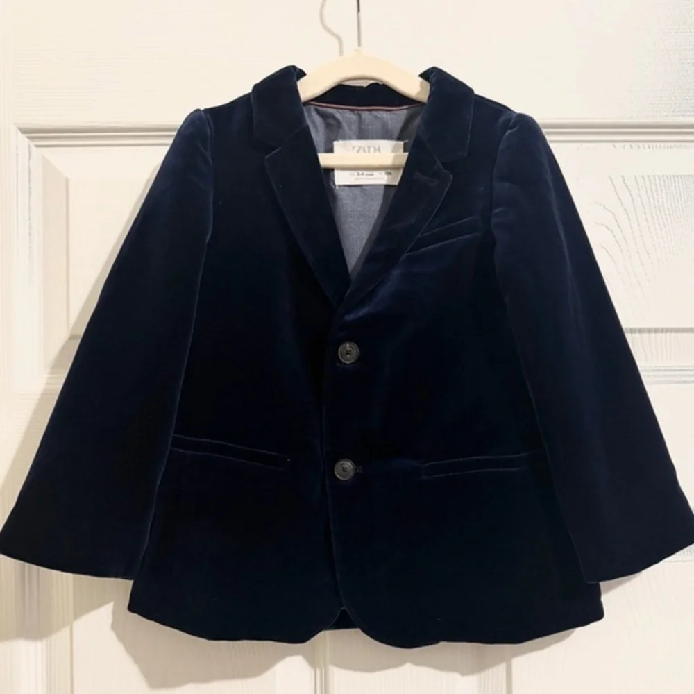Zara Kids Midnight Blue Velvet Blaze Size 3-4Y